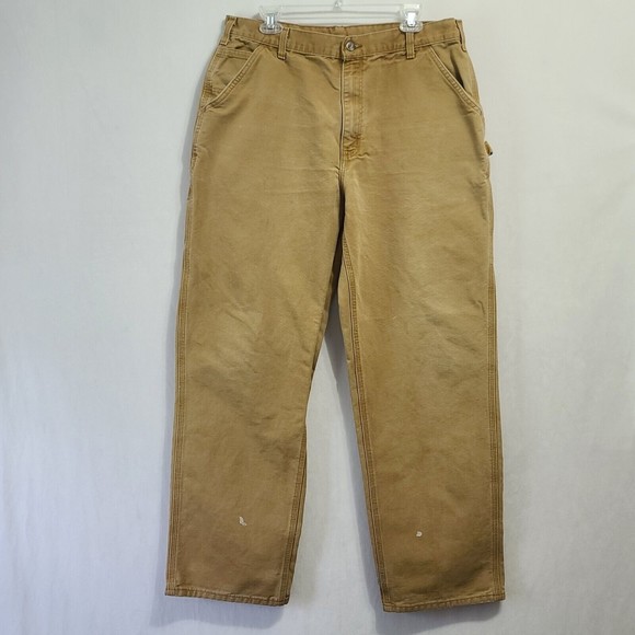 Carhartt Jeans Dungaree Fit Men's Size 38x34 Brown Carpenter Pants - Picture 2 of 13